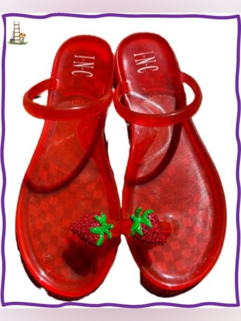 INC Red Jelly Strawberry Toe-Post Sandals